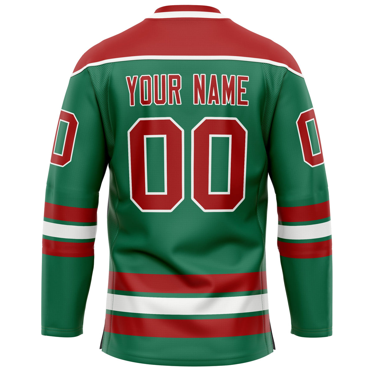 Custom Green Red Solid Colour Hockey Jersey