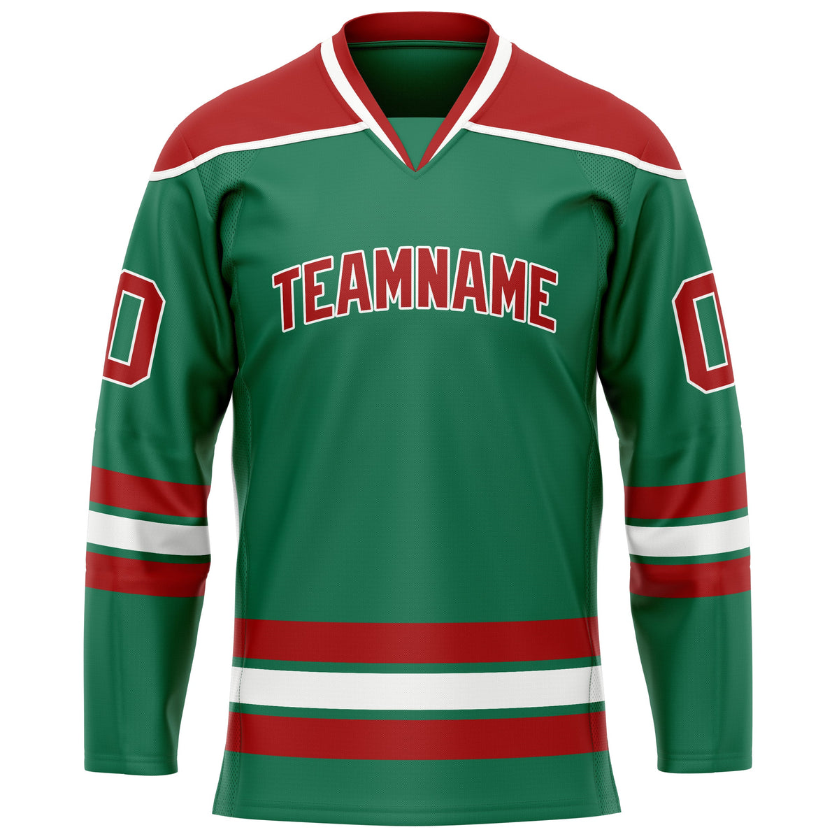 Custom Green Red Solid Colour Hockey Jersey