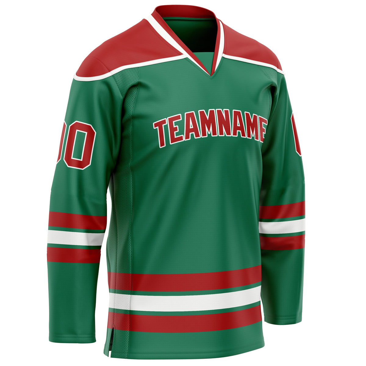 Custom Green Red Solid Colour Hockey Jersey