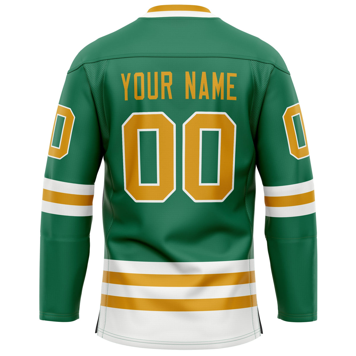 Custom Green Gold Solid Colour Hockey Jersey