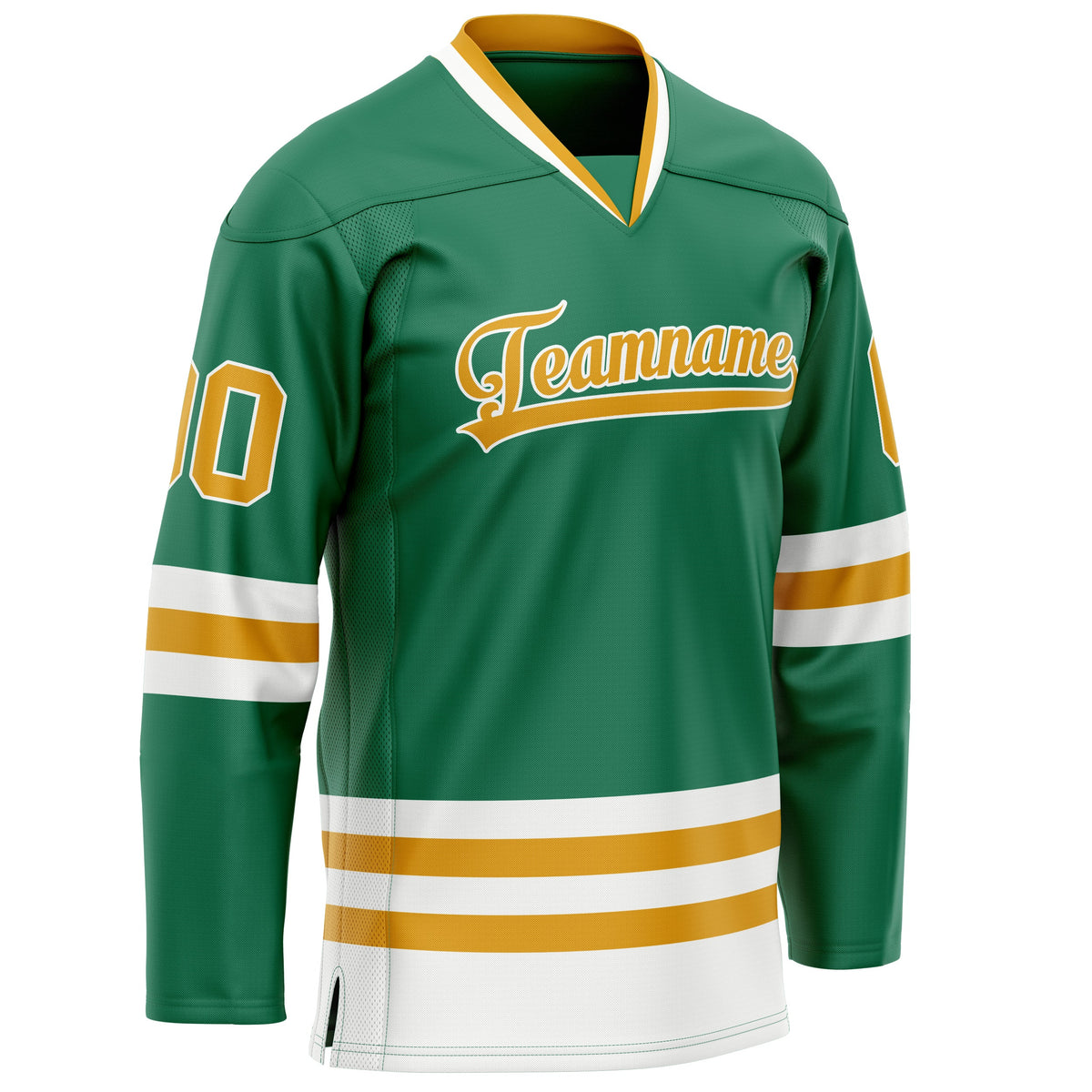 Custom Green Gold Solid Colour Hockey Jersey