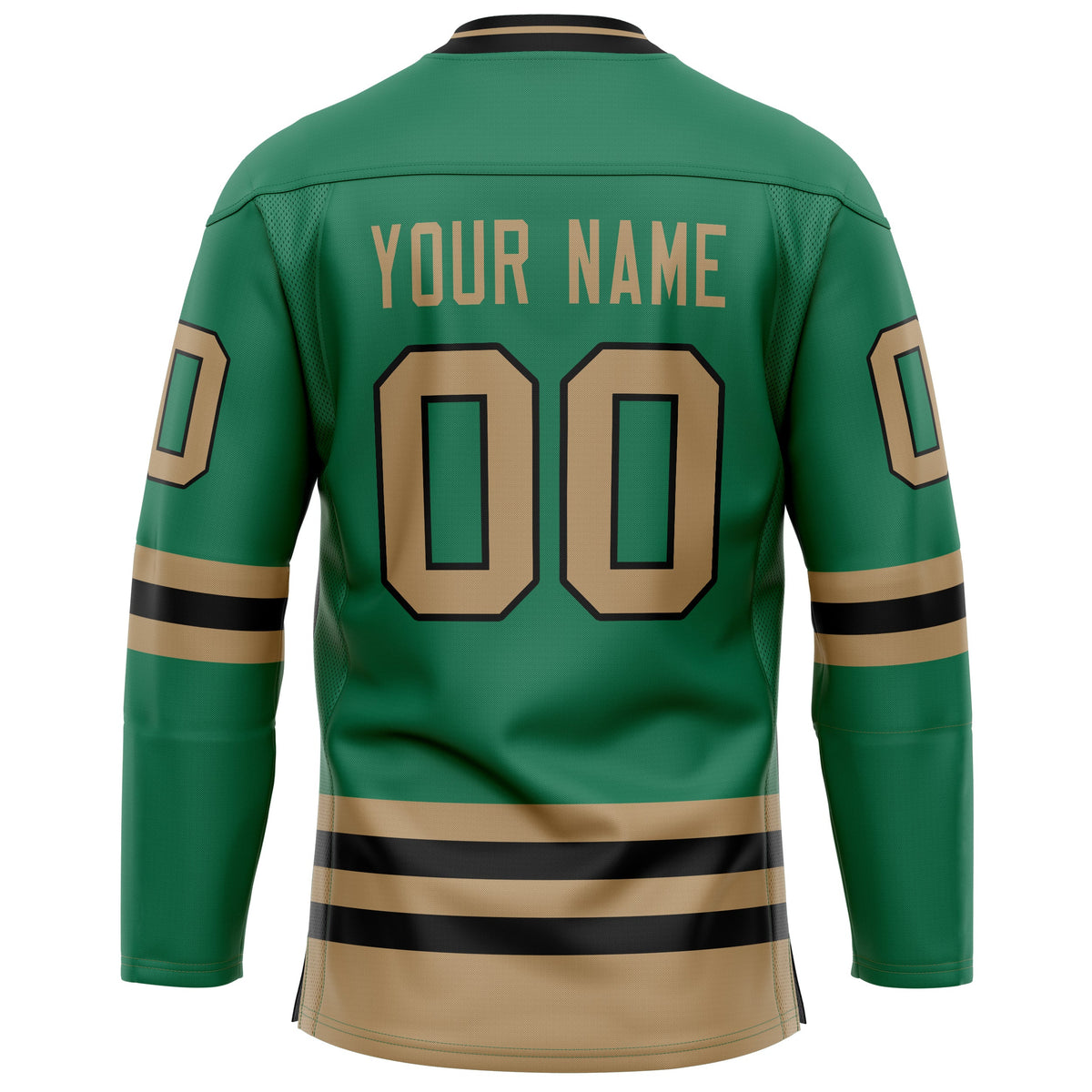 Custom Green Old Gold Solid Colour Hockey Jersey