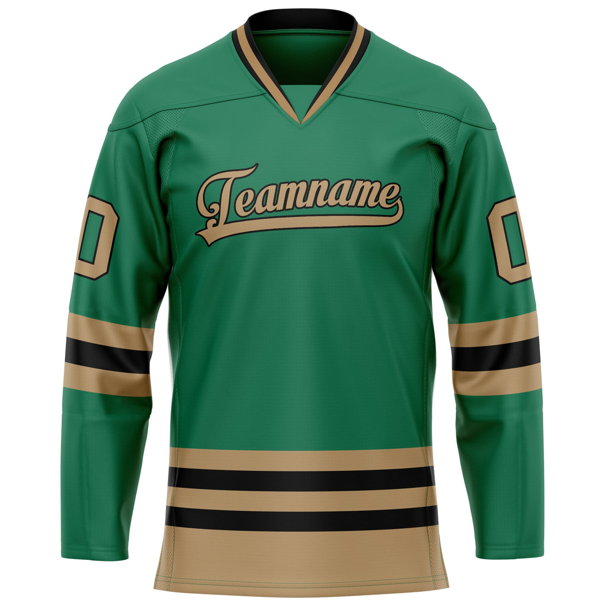 Custom Green Old Gold Solid Colour Hockey Jersey