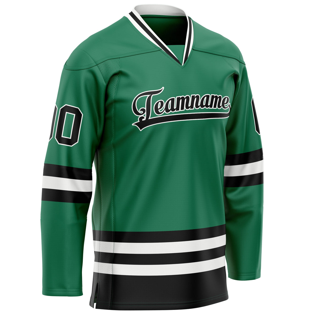 Custom Green Black Solid Colour Hockey Jersey