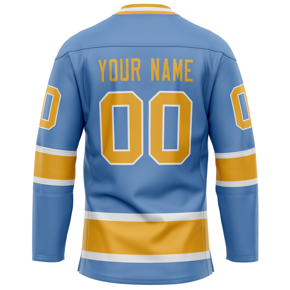 Custom Light Blue Gold Solid Colour Hockey Jersey