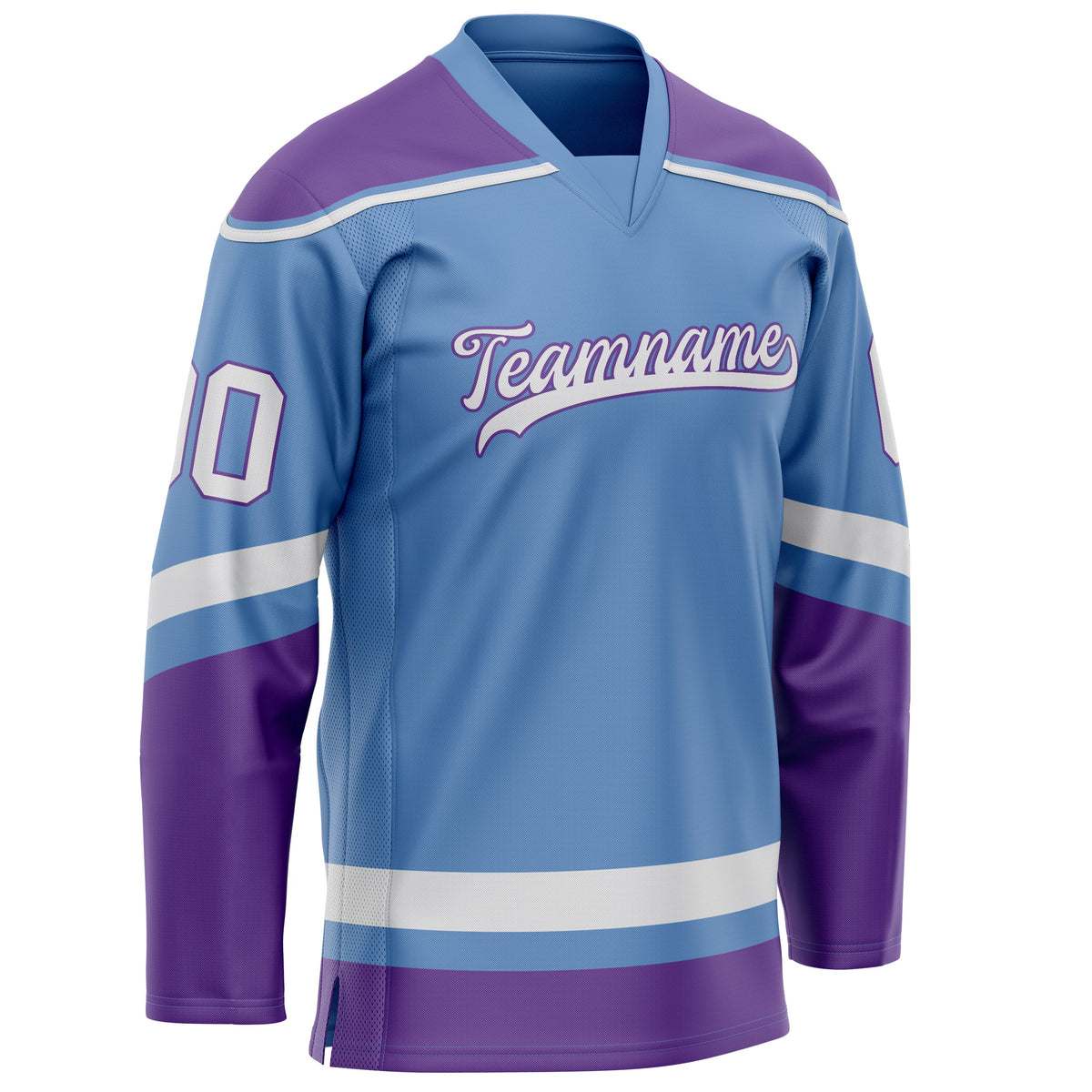 Custom Light Blue Purple Solid Colour Hockey Jersey