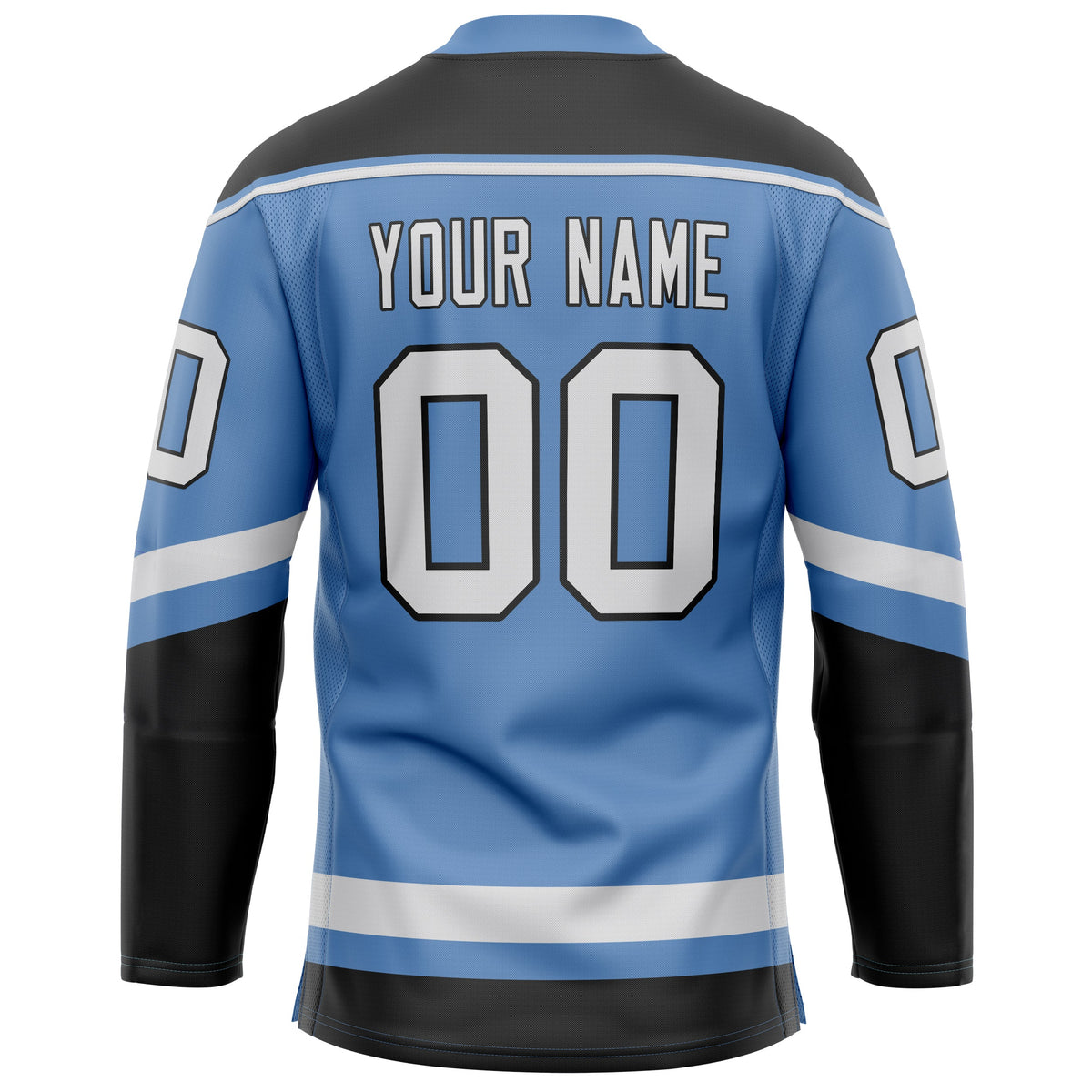 Custom Light Blue Black Solid Colour Hockey Jersey