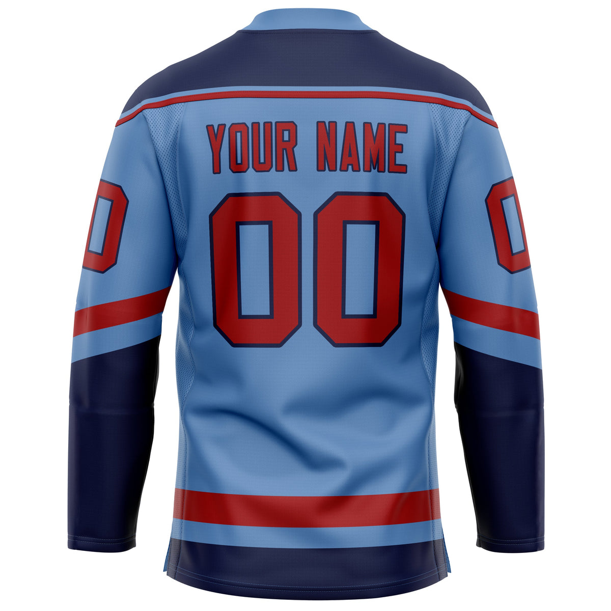 Custom Light Blue Crimson Solid Colour Hockey Jersey