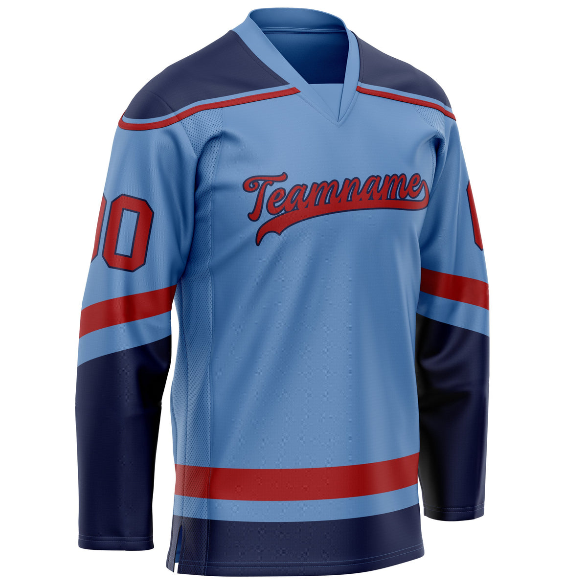 Custom Light Blue Crimson Solid Colour Hockey Jersey