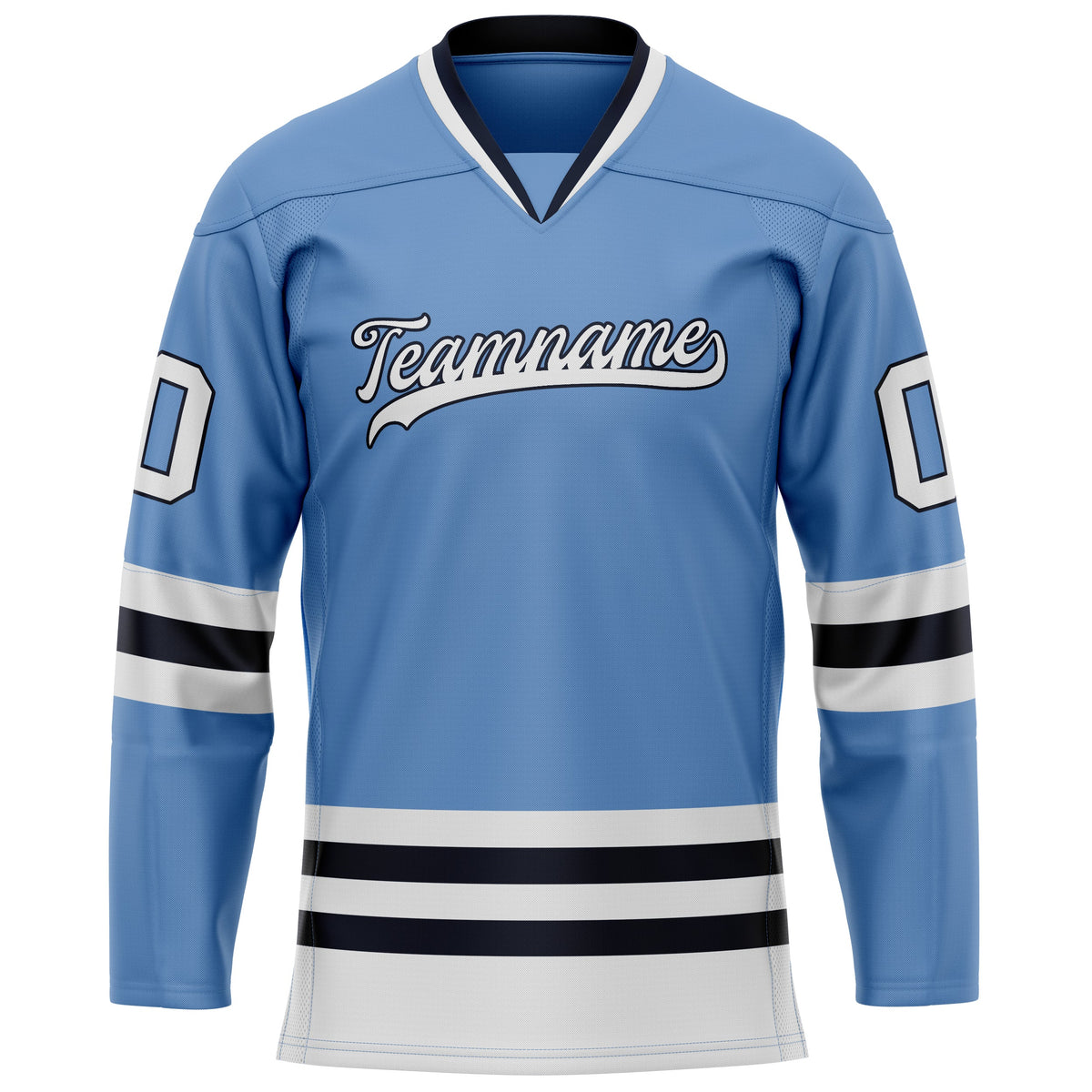 Custom Light Blue Black Solid Colour Hockey Jersey