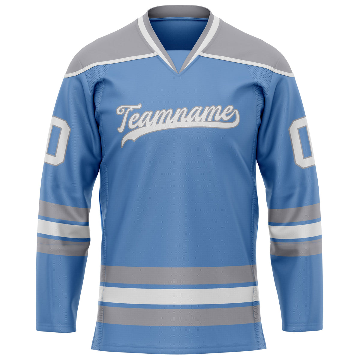 Custom Light Blue Gray Solid Colour Hockey Jersey