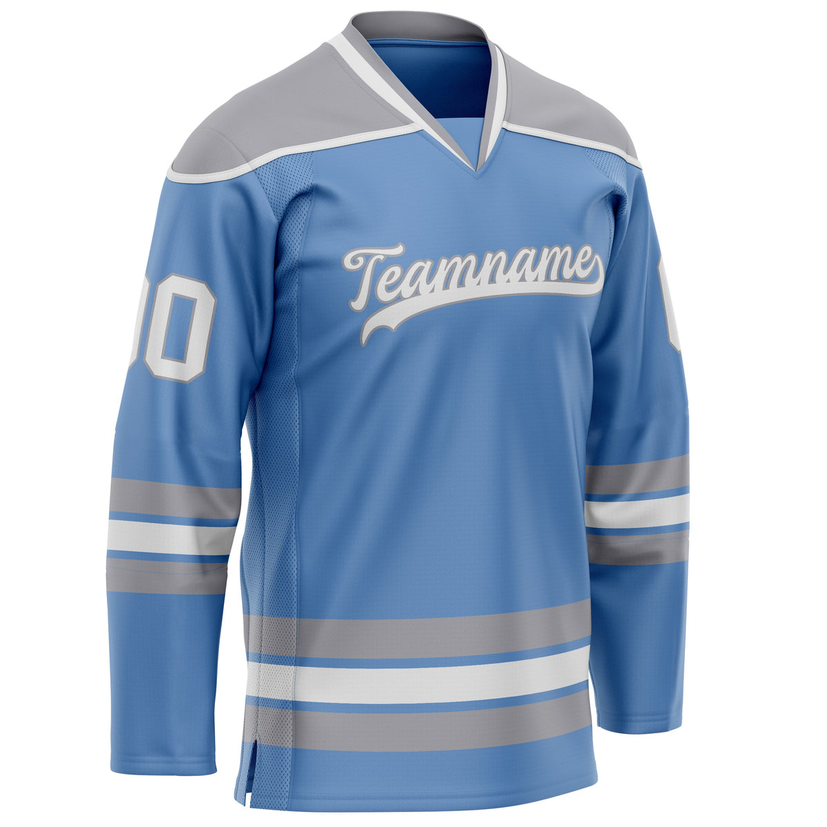 Custom Light Blue Gray Solid Colour Hockey Jersey