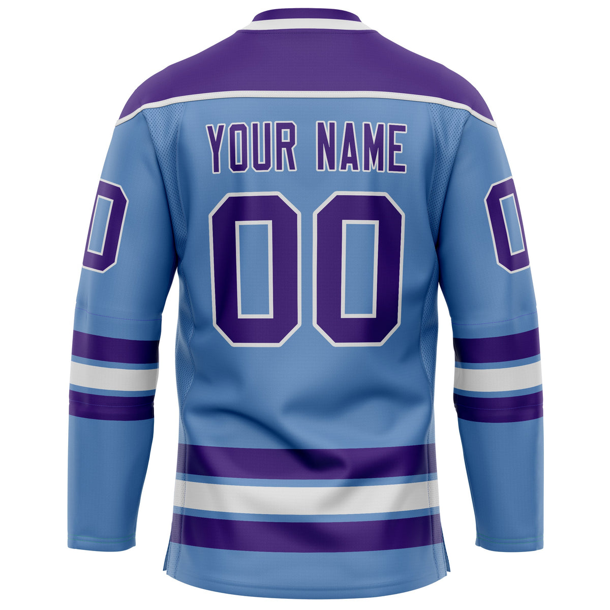 Custom Light Blue Purple Solid Colour Hockey Jersey