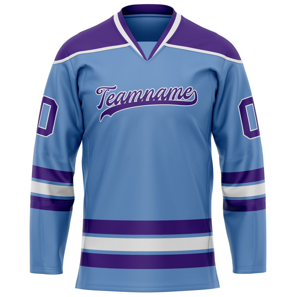 Custom Light Blue Purple Solid Colour Hockey Jersey