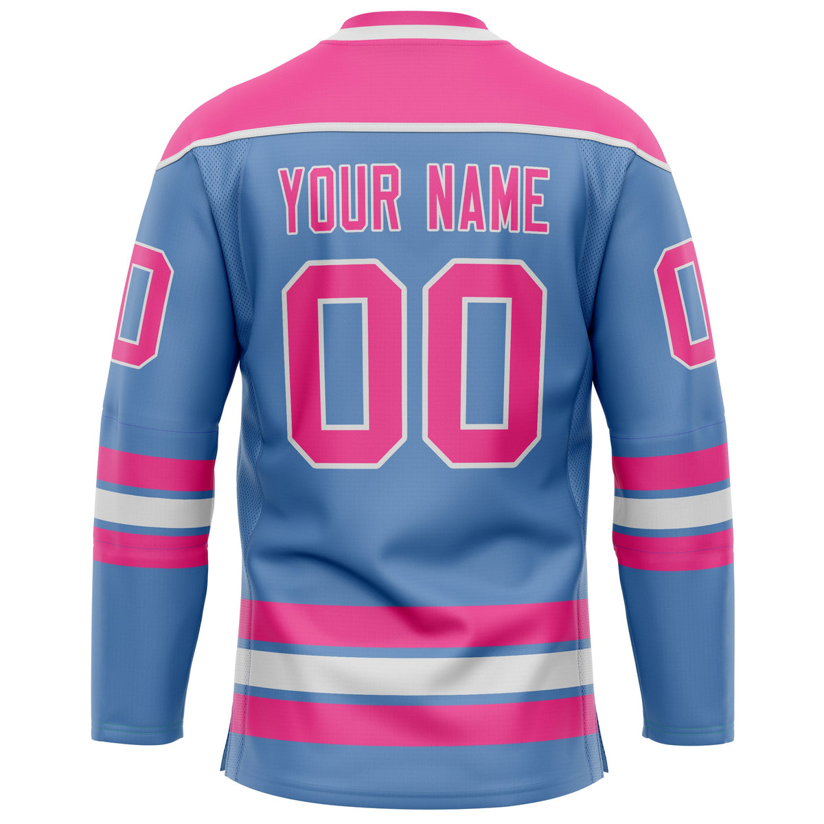 Custom Light Blue Pink Solid Colour Hockey Jersey