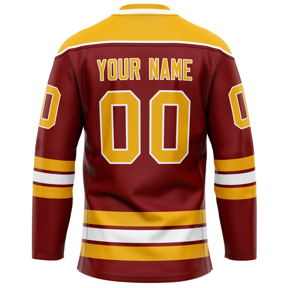 Custom Maroon Gold Solid Colour Hockey Jersey