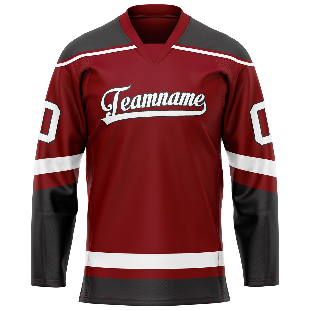 Custom Maroon Black Solid Colour Hockey Jersey