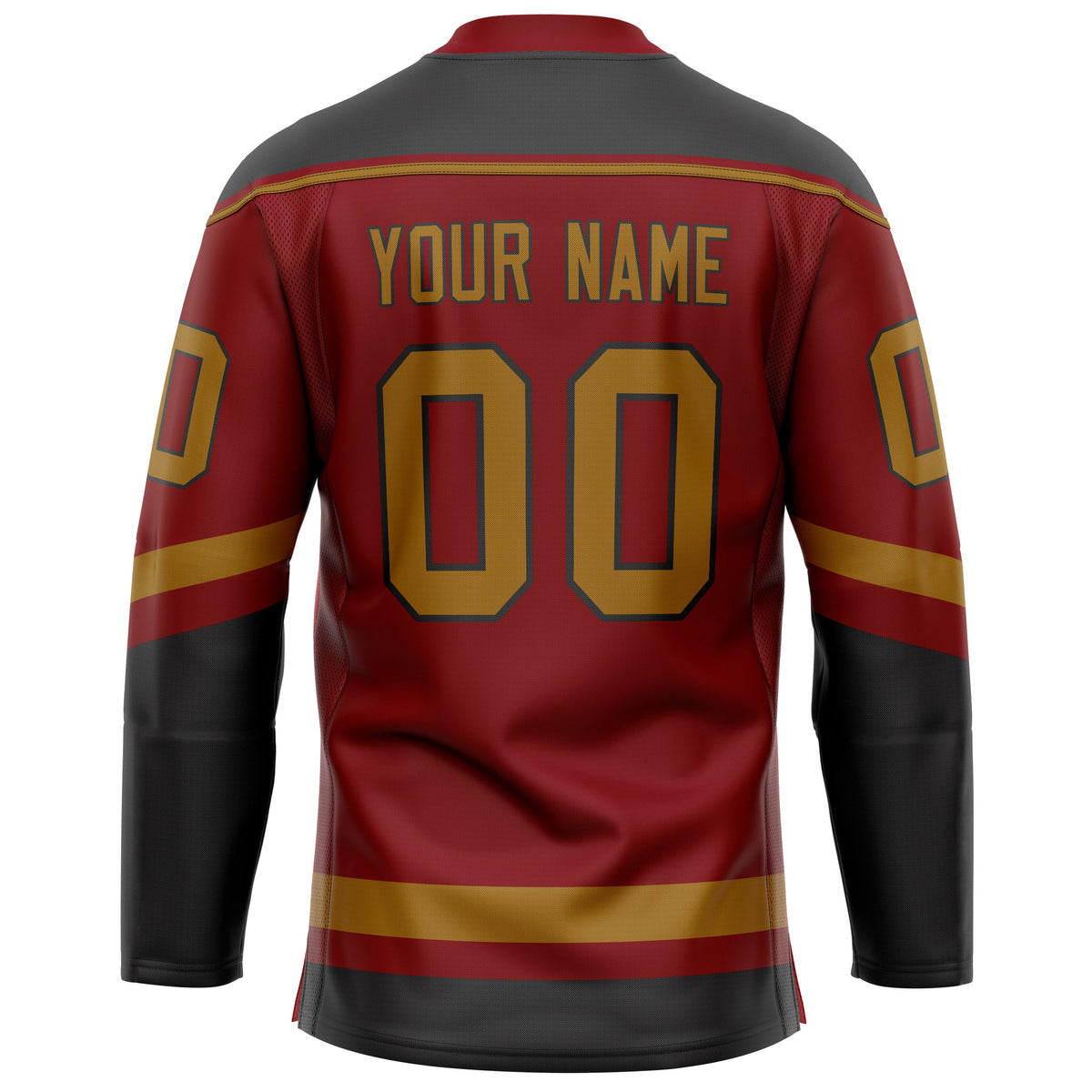 Custom Maroon Old Gold Solid Colour Hockey Jersey