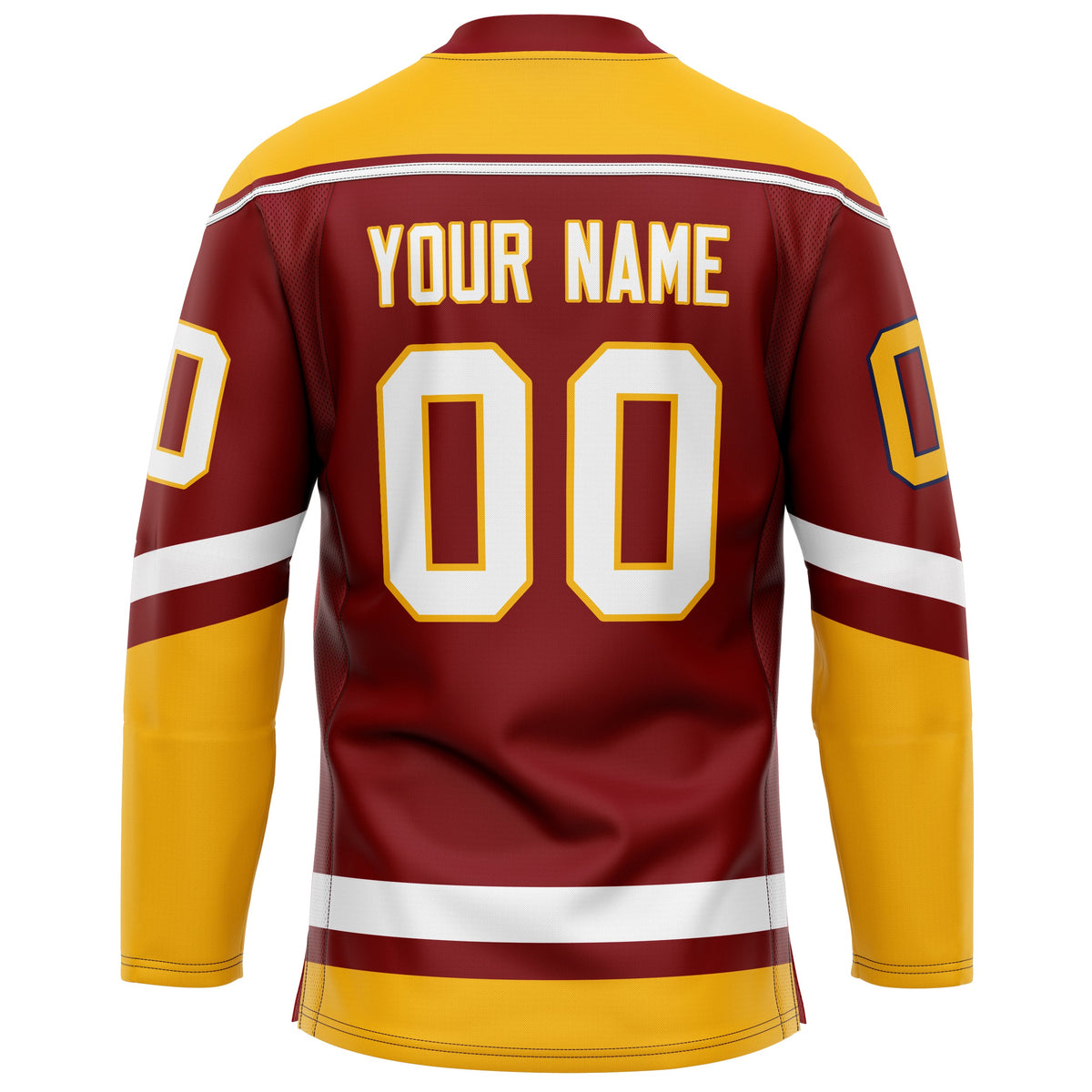 Custom Maroon Gold Solid Colour Hockey Jersey