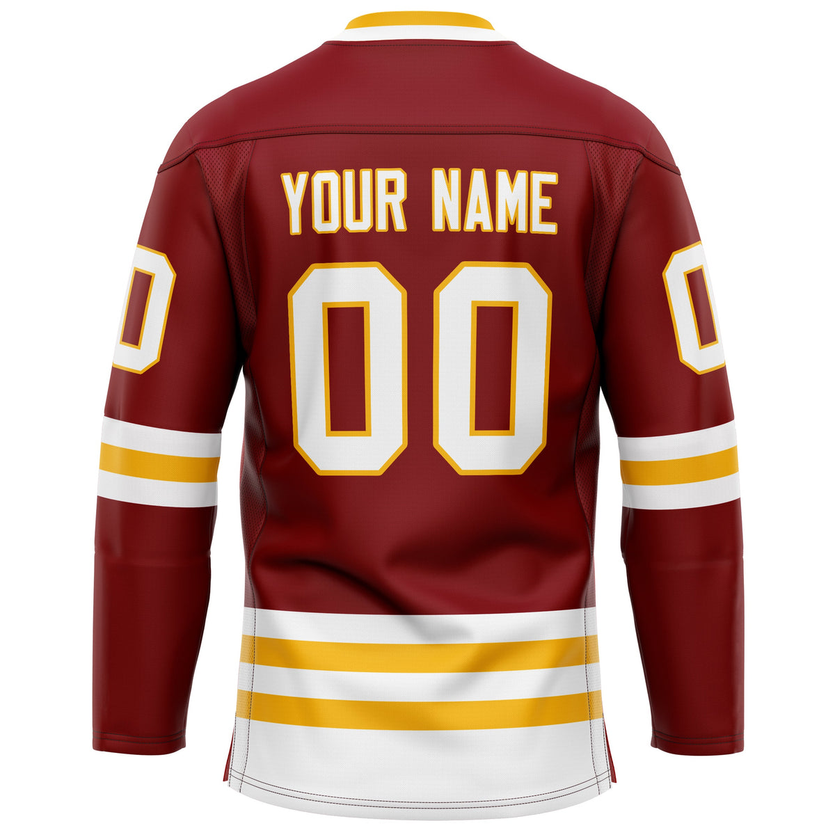 Custom Maroon Gold Solid Colour Hockey Jersey