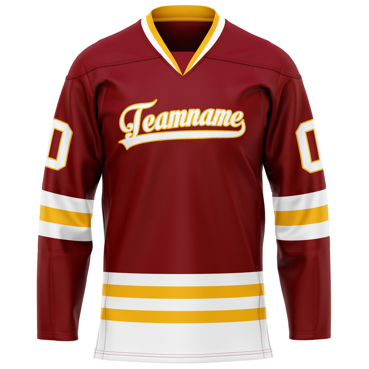 Custom Maroon Gold Solid Colour Hockey Jersey