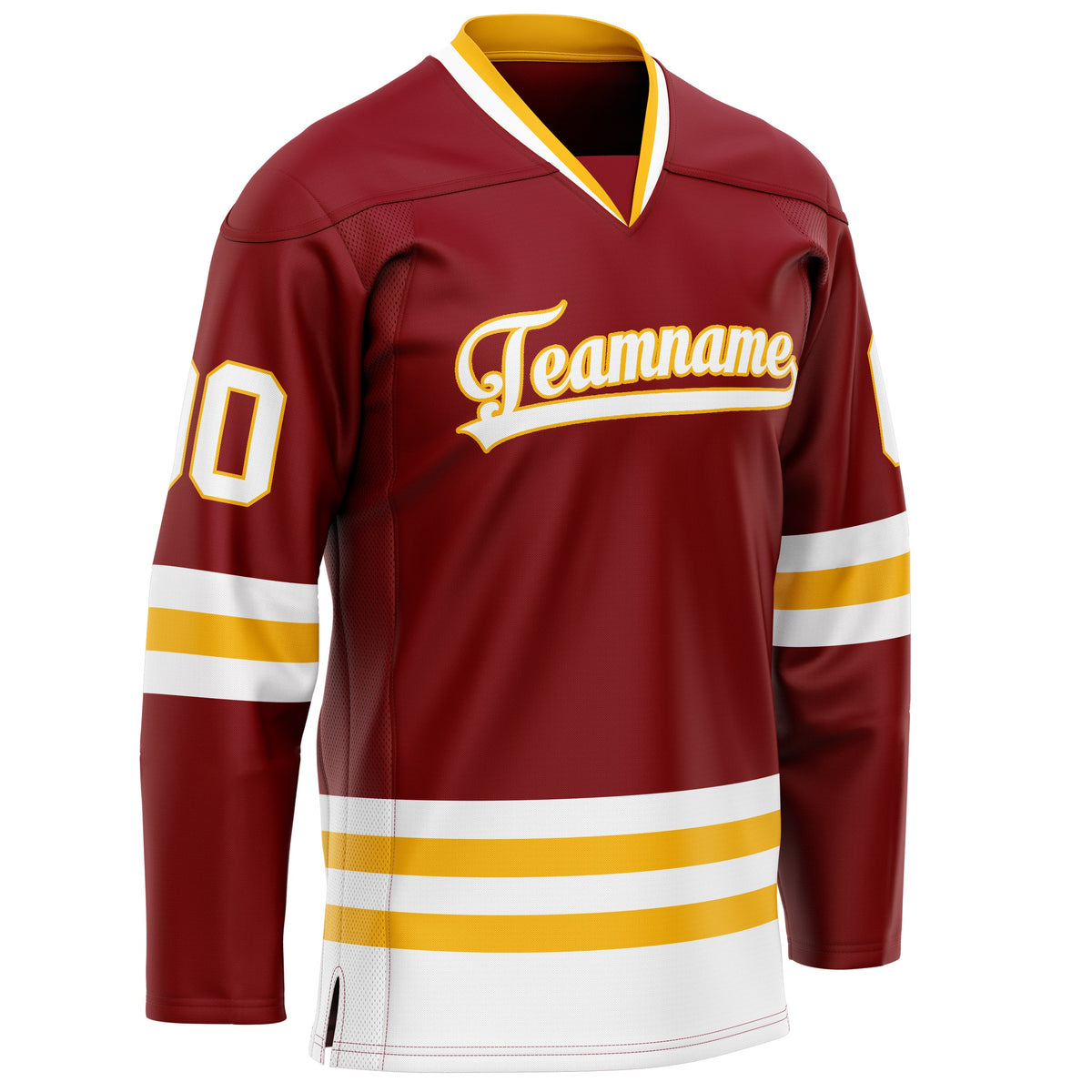 Custom Maroon Gold Solid Colour Hockey Jersey