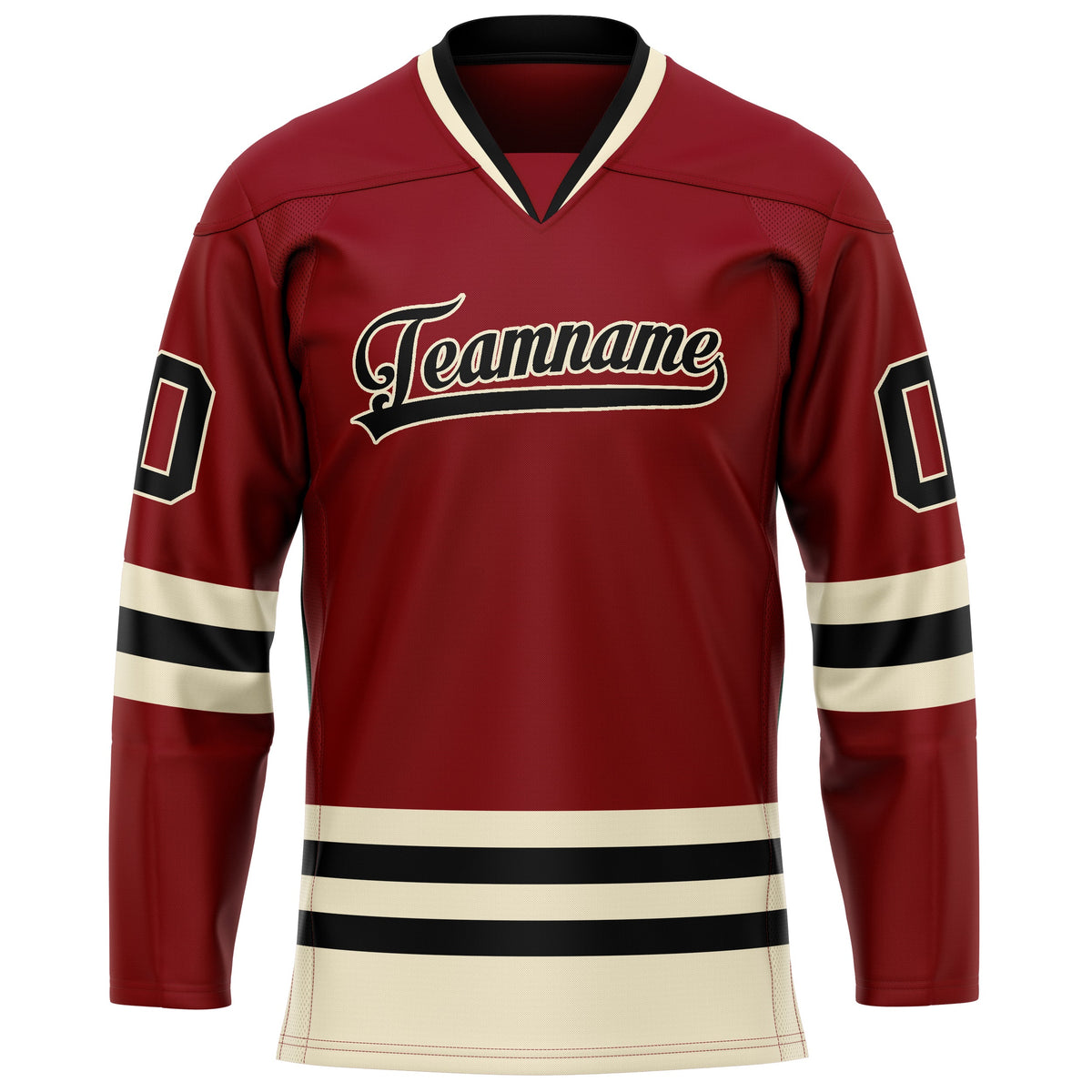 Custom Maroon Cream Solid Colour Hockey Jersey