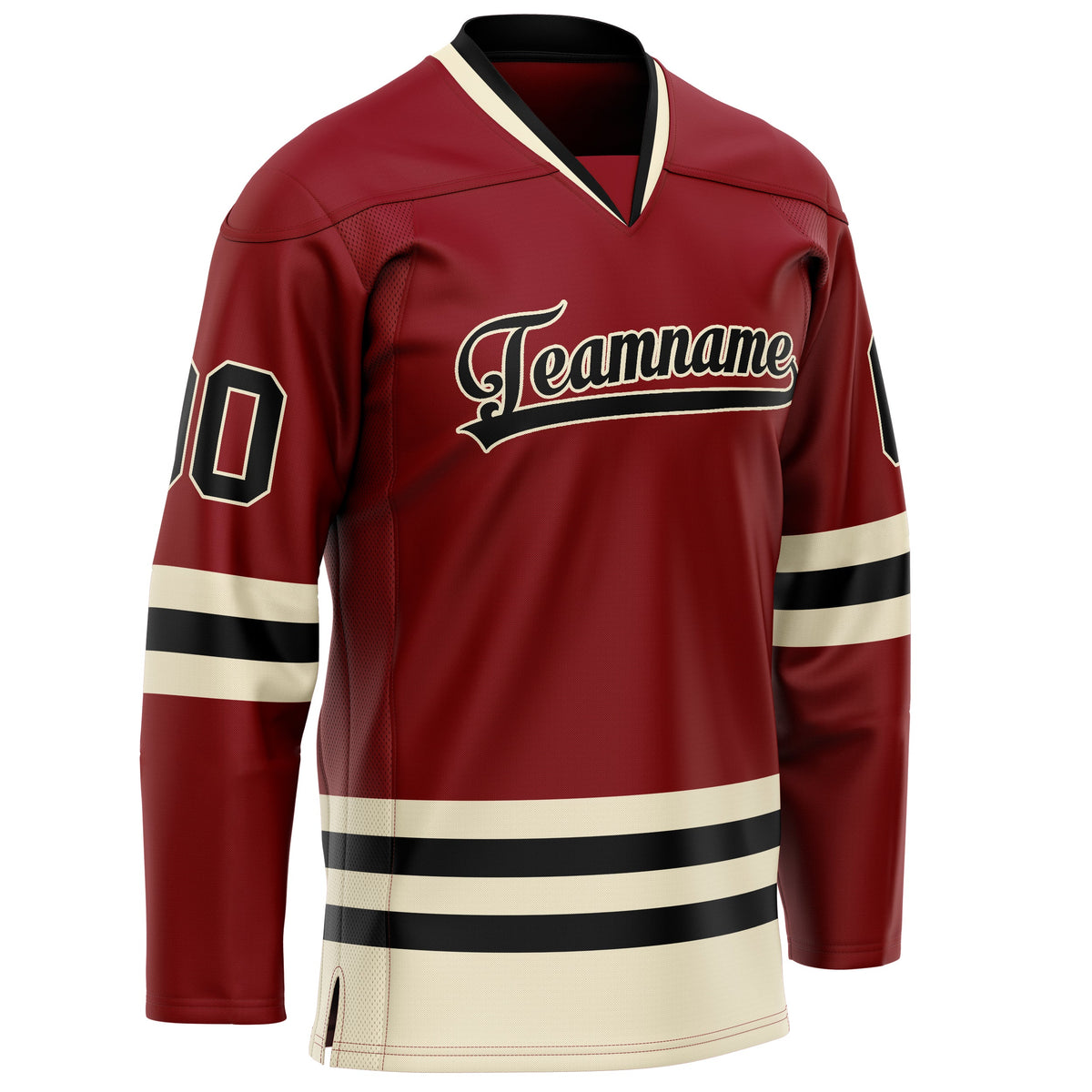 Custom Maroon Cream Solid Colour Hockey Jersey