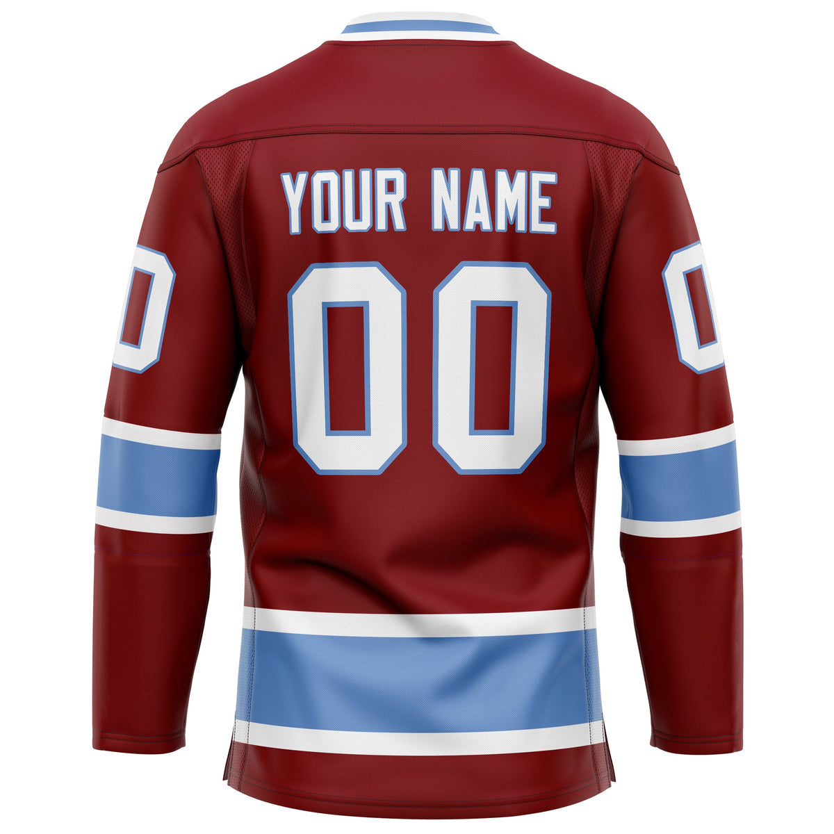 Custom Maroon Light Blue Solid Colour Hockey Jersey