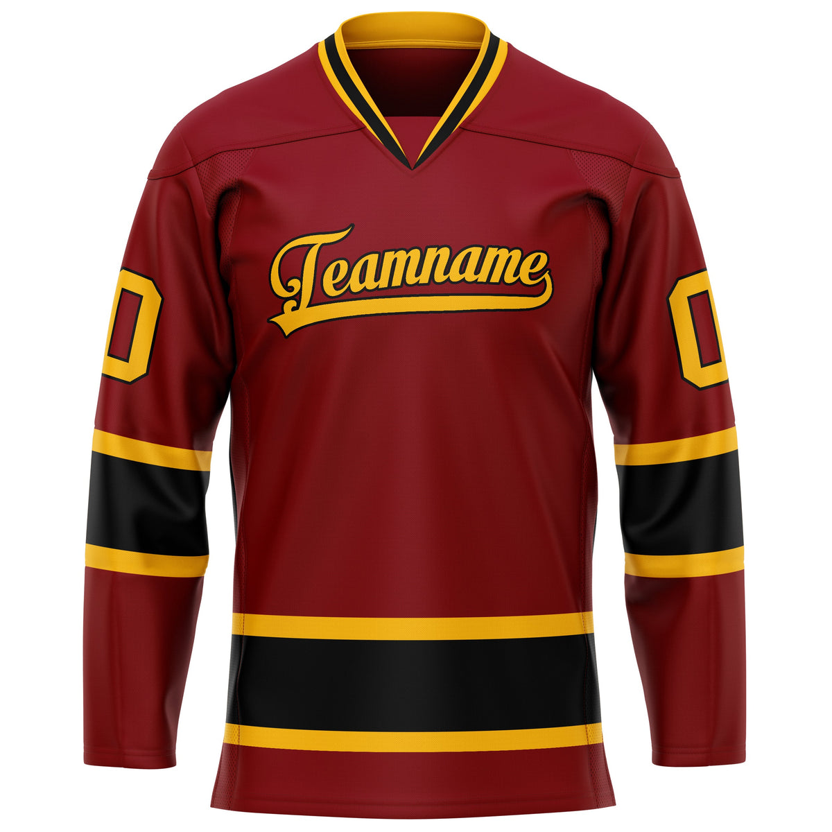 Custom Maroon Gold Solid Colour Hockey Jersey