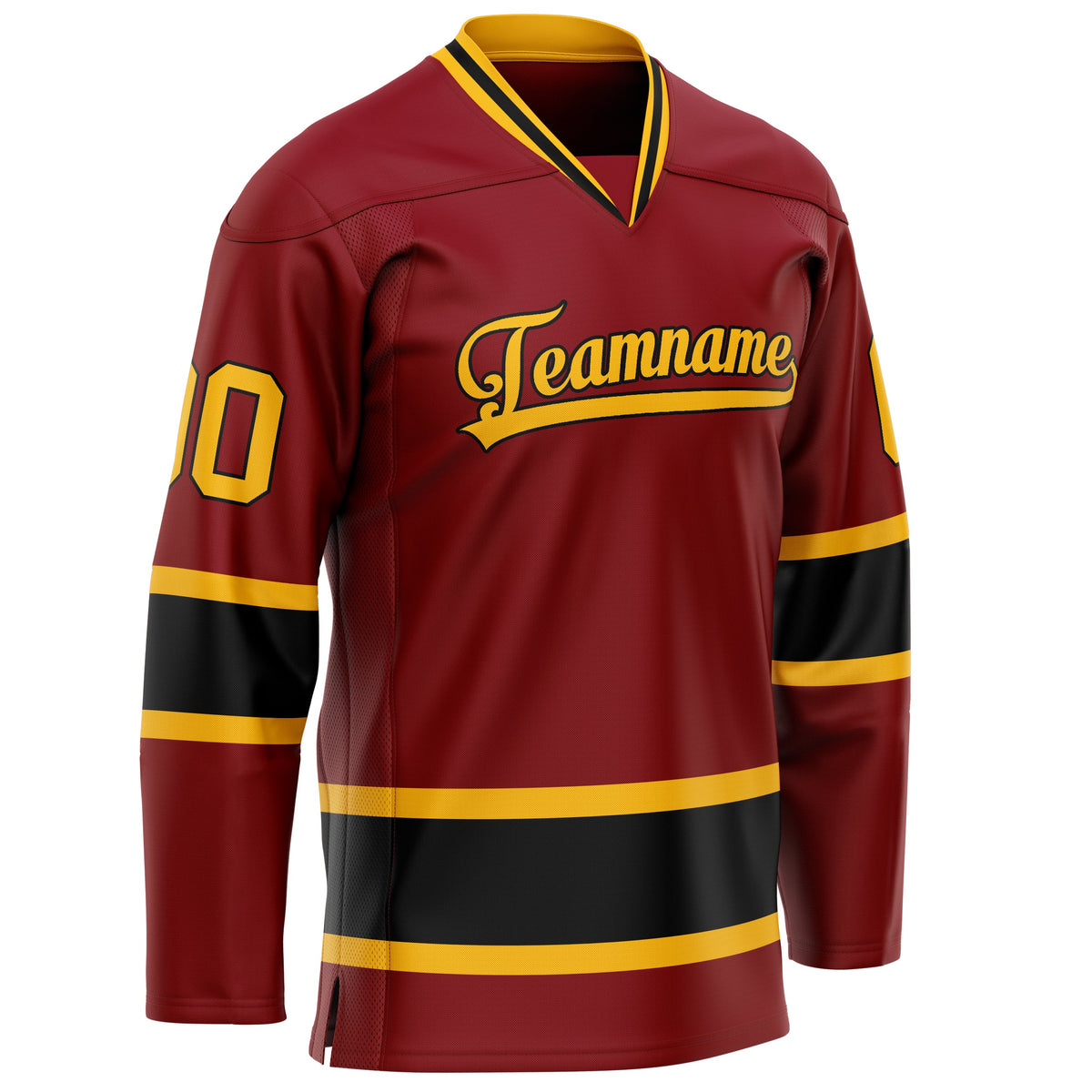 Custom Maroon Gold Solid Colour Hockey Jersey