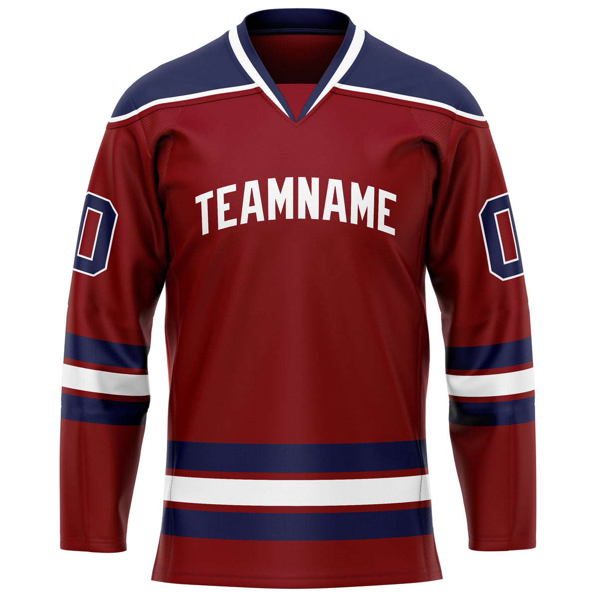 Custom Maroon Navy Solid Colour Hockey Jersey