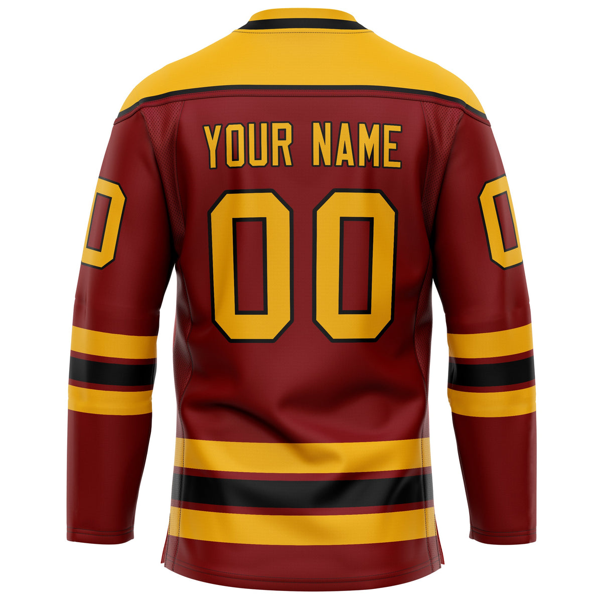 Custom Maroon Gold Solid Colour Hockey Jersey