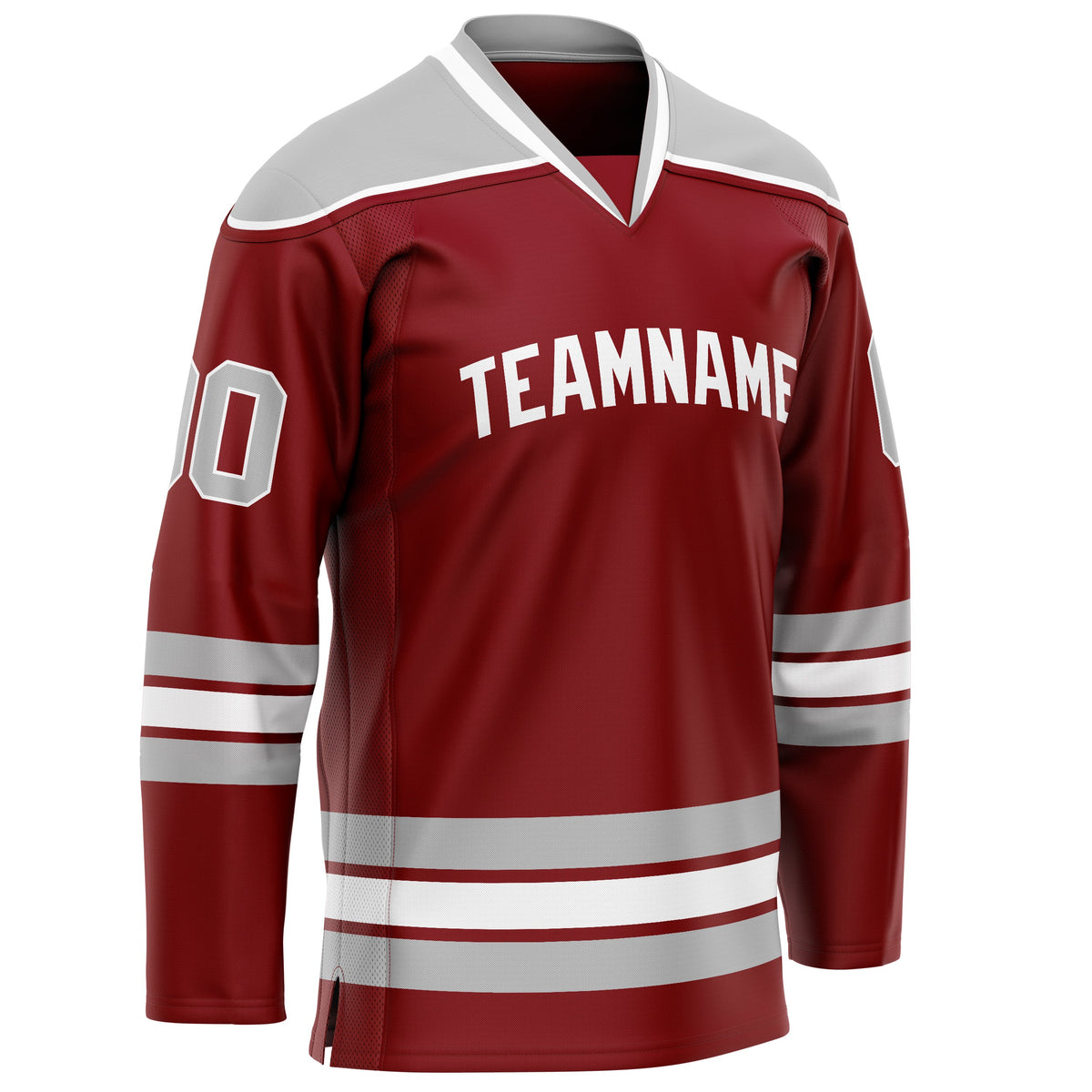 Custom Maroon Gray Solid Colour Hockey Jersey