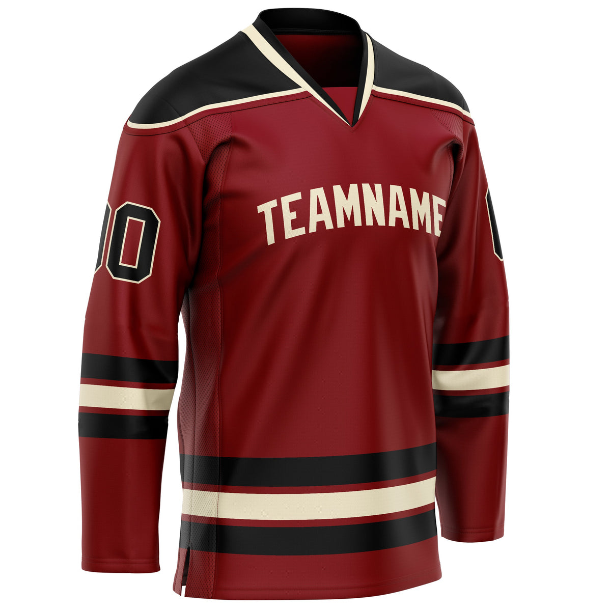 Custom Maroon Black Solid Colour Hockey Jersey