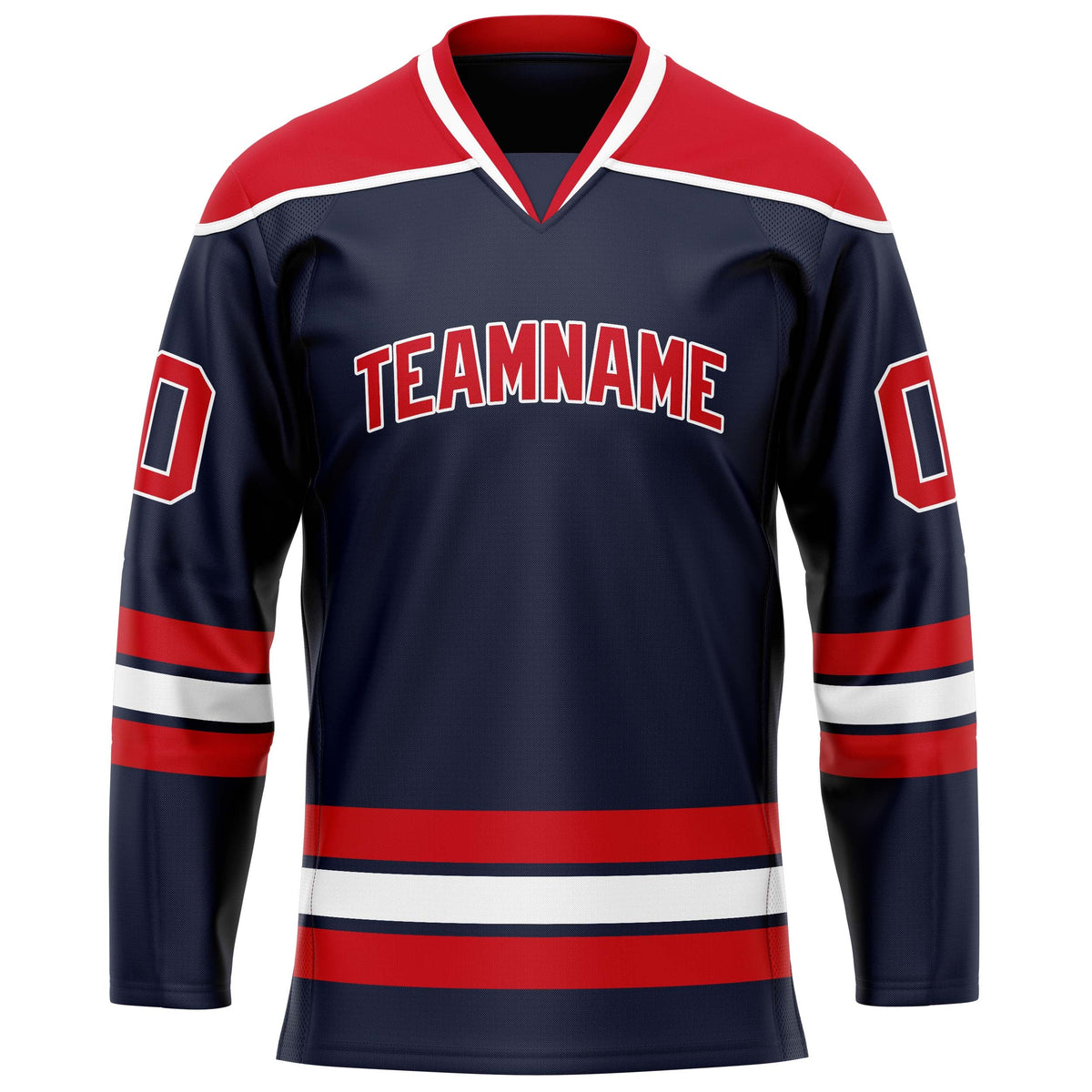 Custom Navy Red Solid Colour Hockey Jersey