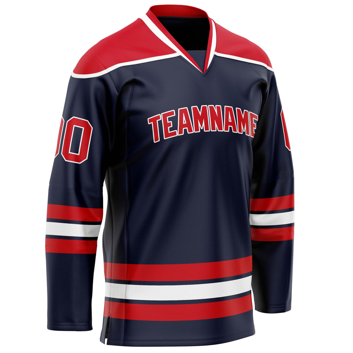 Custom Navy Red Solid Colour Hockey Jersey