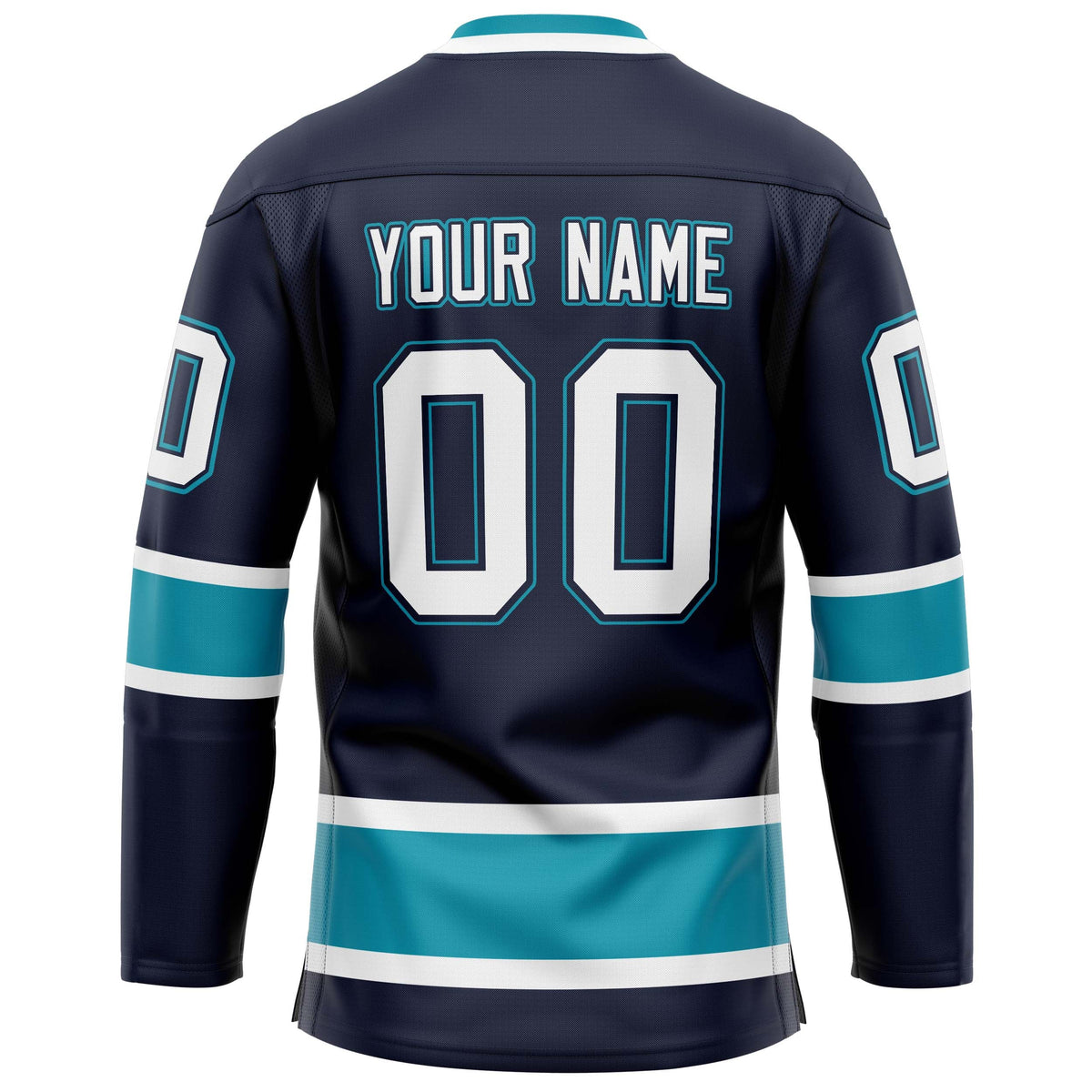 Custom Navy Teal Solid Colour Hockey Jersey