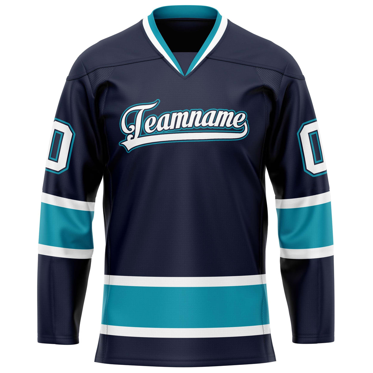 Custom Navy Teal Solid Colour Hockey Jersey