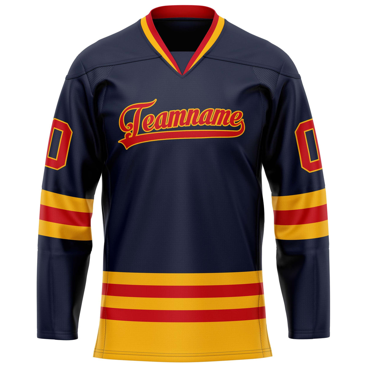 Custom Navy Red Solid Colour Hockey Jersey