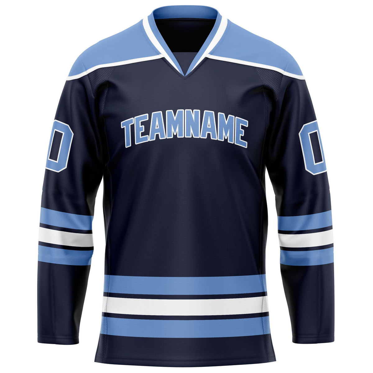 Custom Navy Light Blue Solid Colour Hockey Jersey