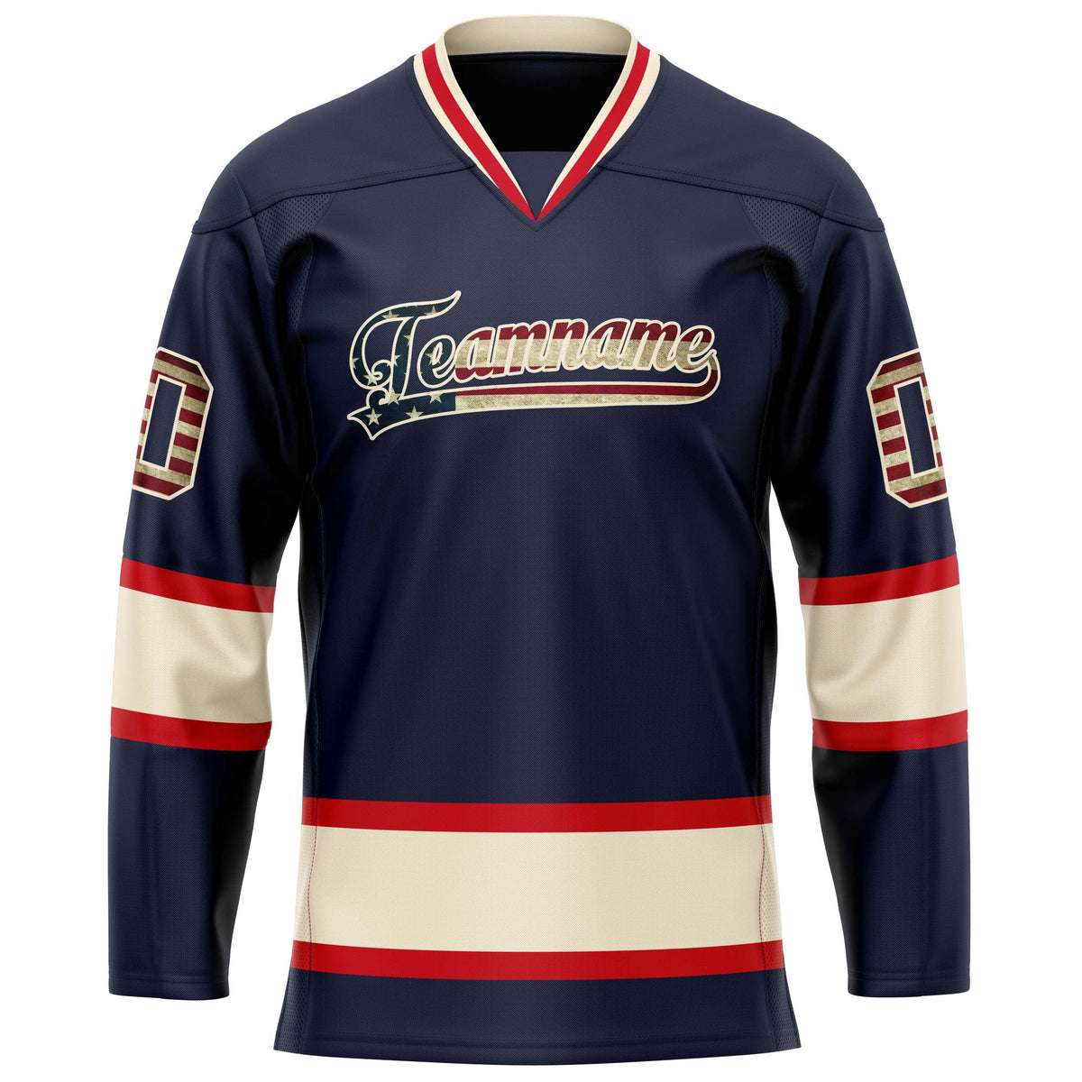 Custom Navy Cream Solid Colour Hockey Jersey