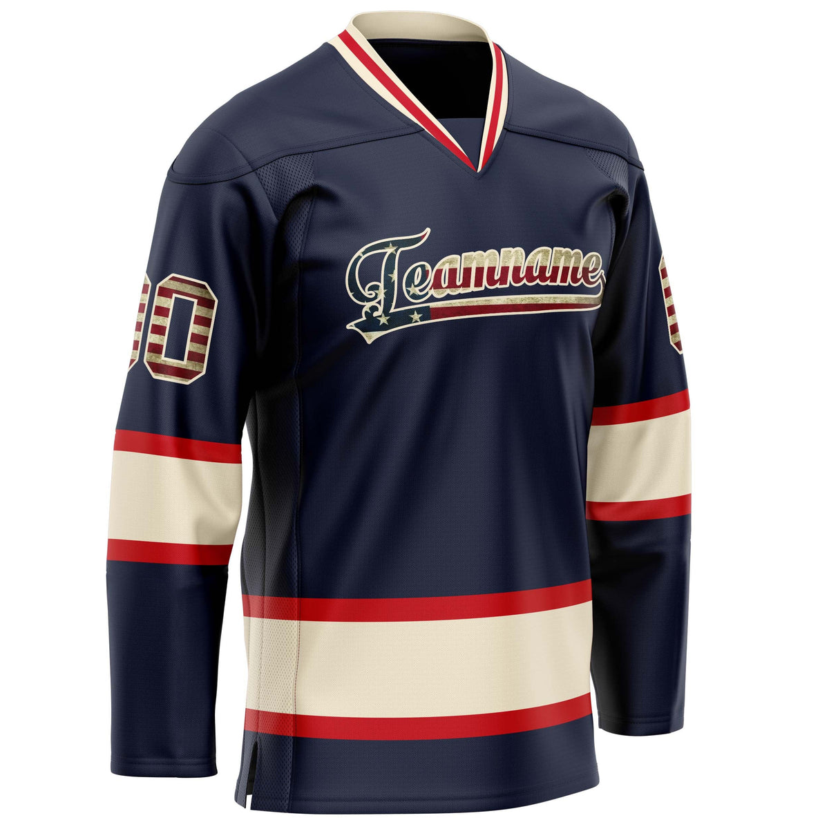 Custom Navy Cream Solid Colour Hockey Jersey