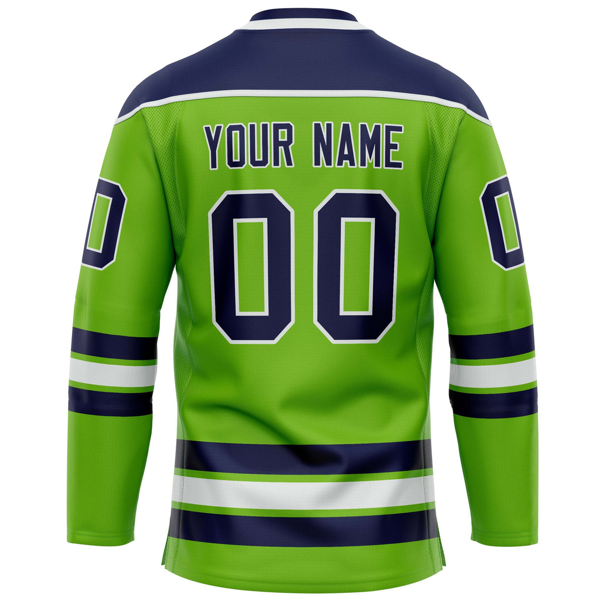 Custom Neon Green Navy Solid Colour Hockey Jersey