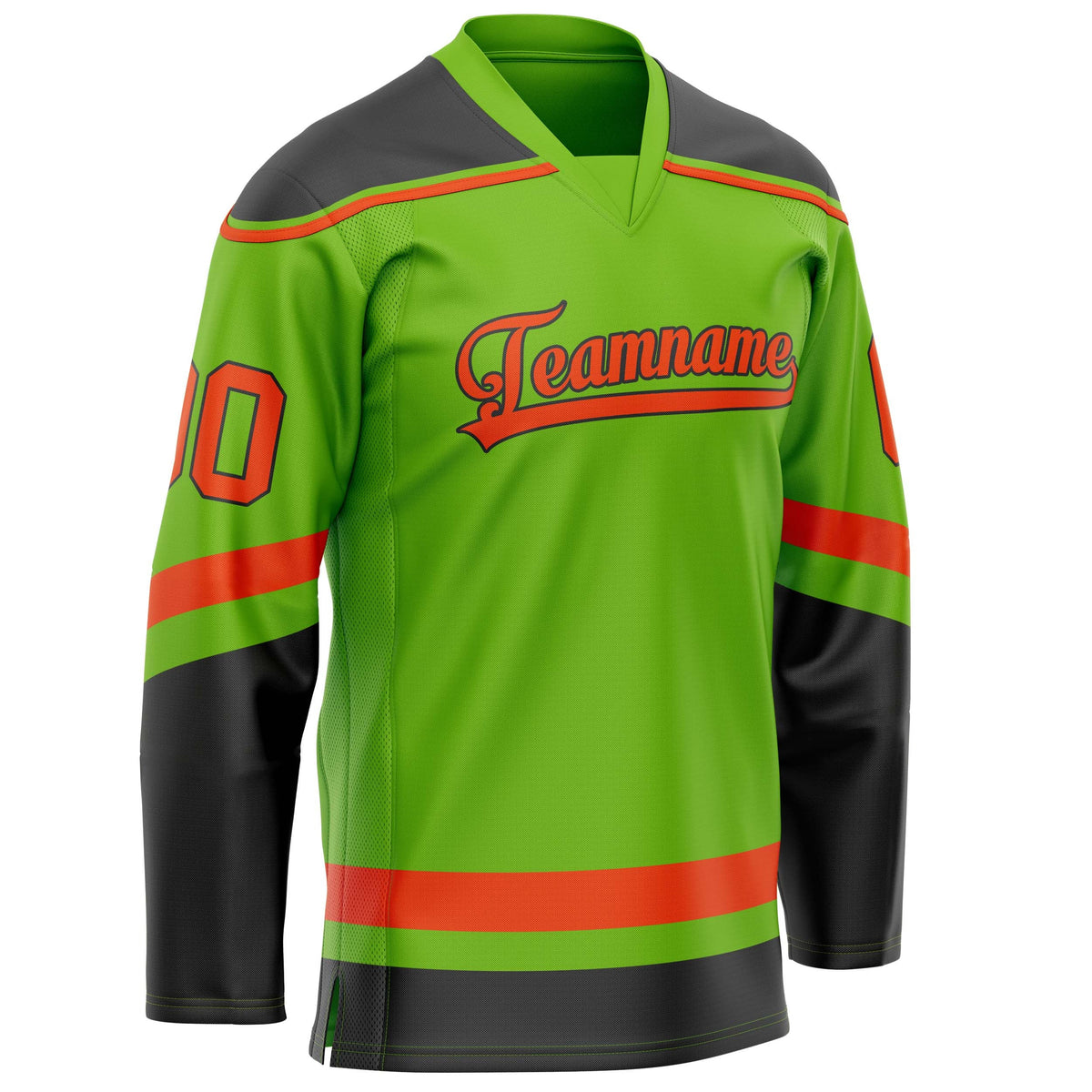 Custom Neon Green Red Solid Colour Hockey Jersey