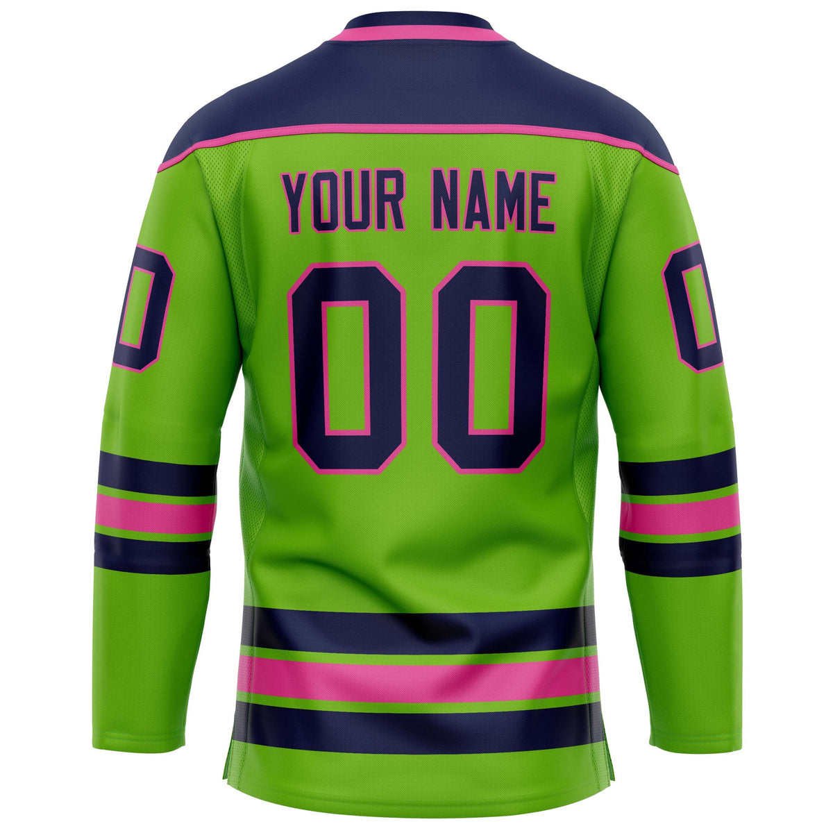 Custom Neon Green Navy Solid Colour Hockey Jersey