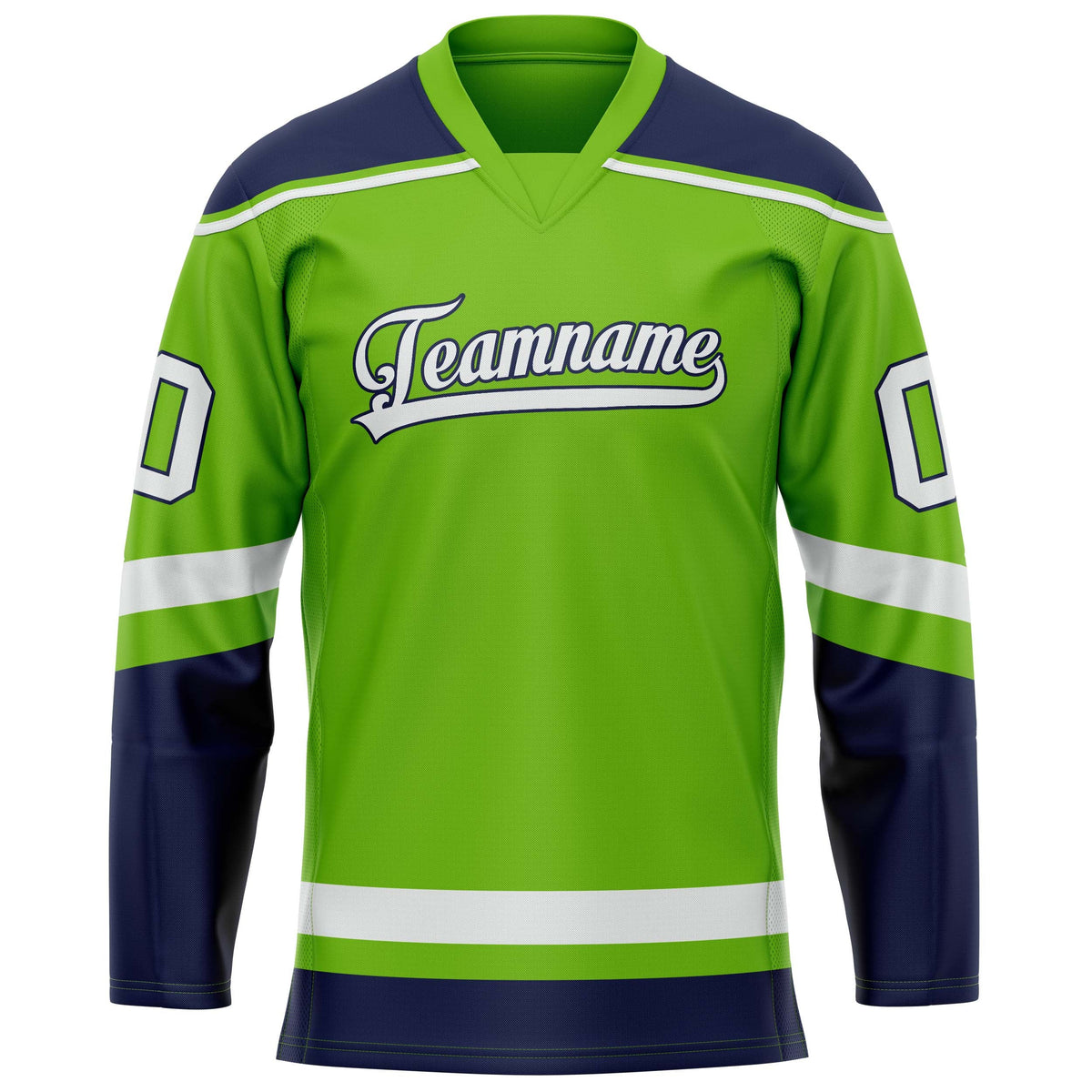 Custom Neon Green Navy Solid Colour Hockey Jersey