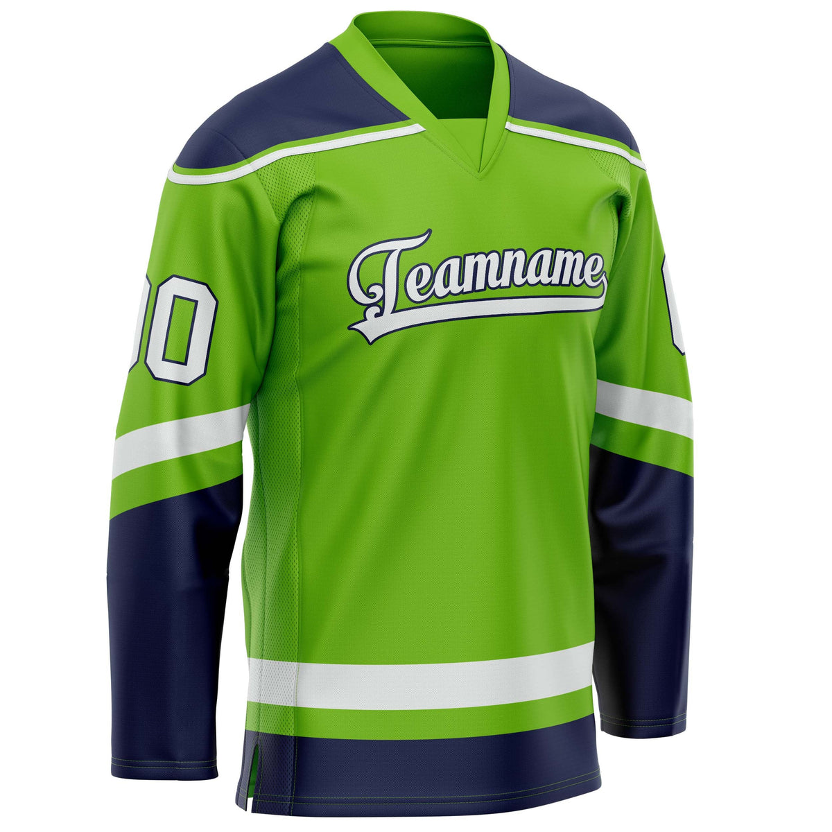 Custom Neon Green Navy Solid Colour Hockey Jersey