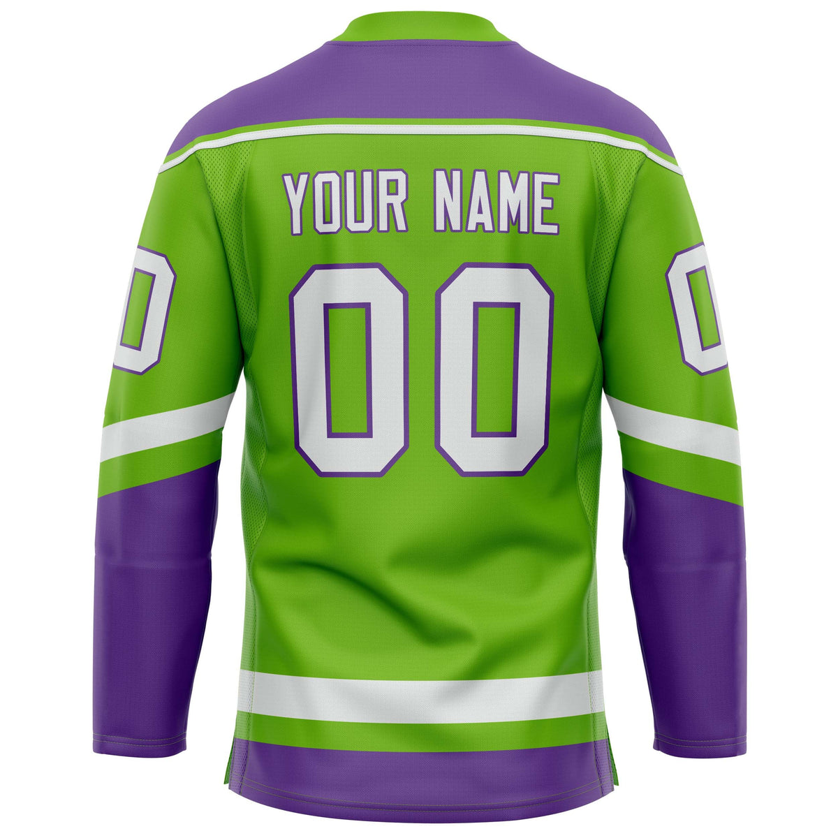 Custom Neon Green Purple Solid Colour Hockey Jersey