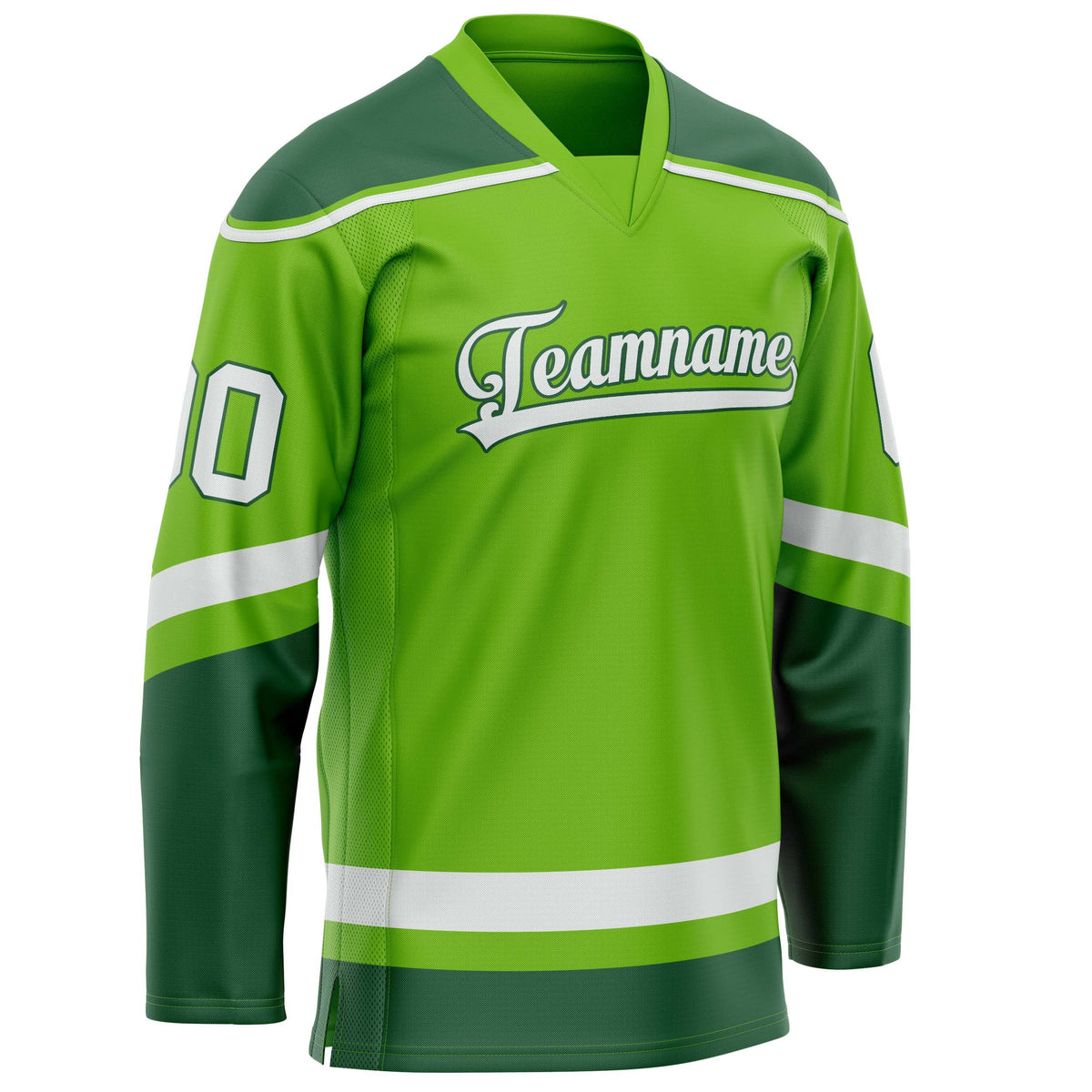 Custom Neon Green Kelly Green Solid Colour Hockey Jersey